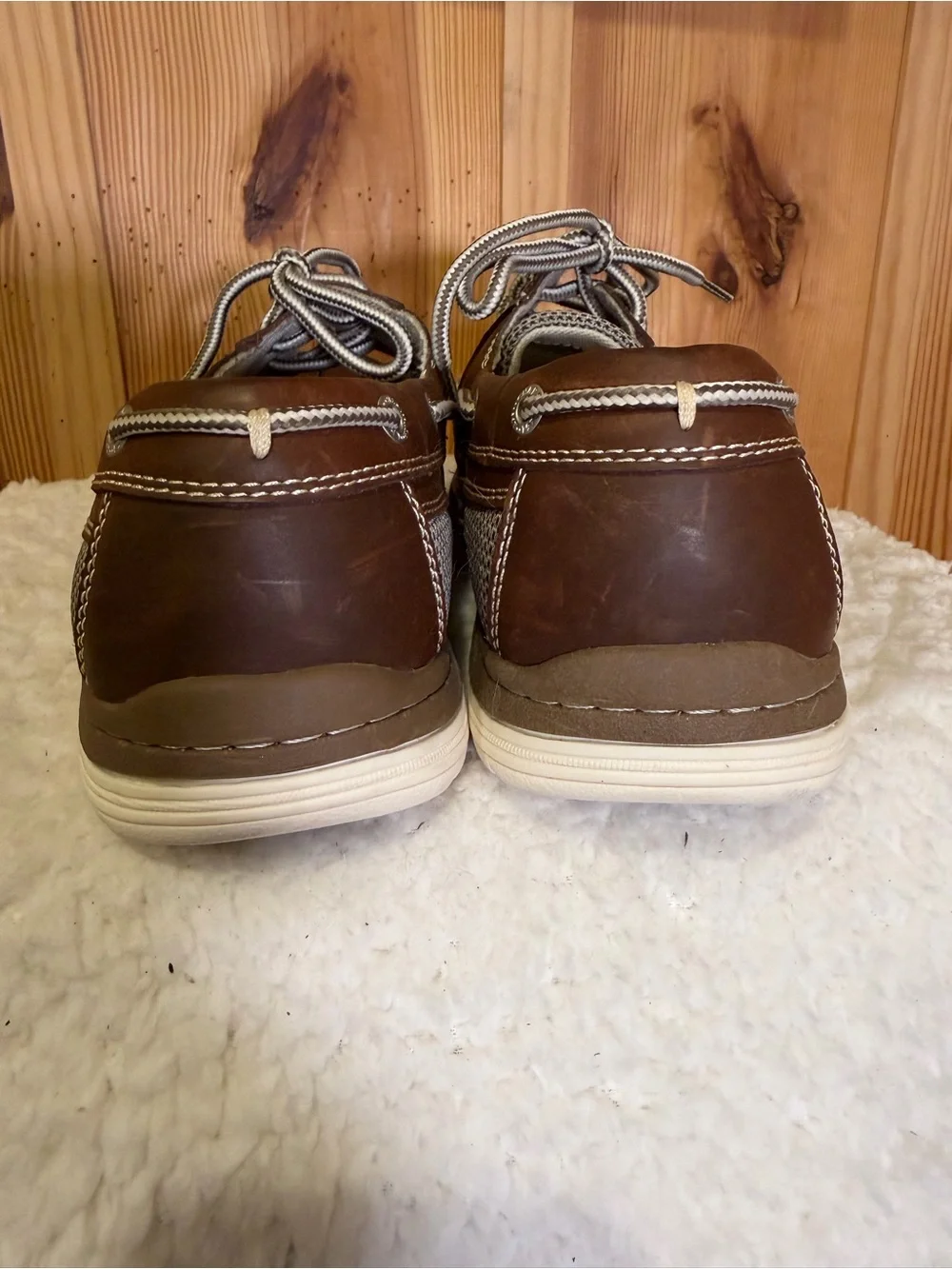 Chaps Men's Brown Leather Boat Shoes